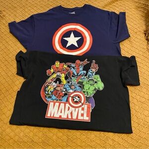 Marvel Men’s XXL Blue and Black Superhero T-Shirts